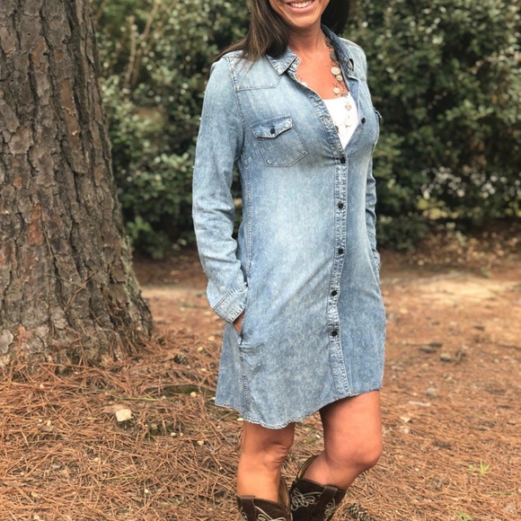 Denim Shirt Dress - Picture 2 of 2